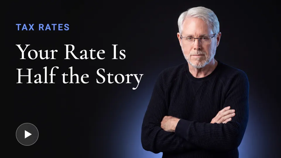 Thumbnail for a tax rates video with the CEO and founder on camera: Your Rate Is Half the Story