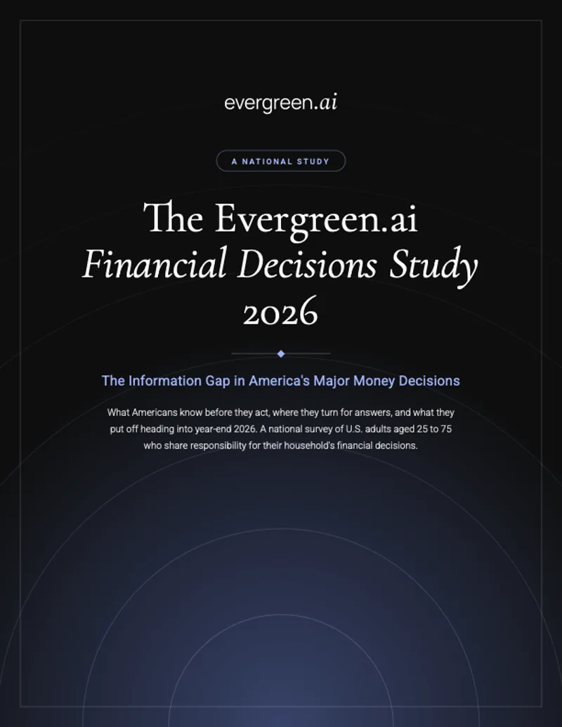 Cover of the 25-page Evergreen.ai Financial Decisions Study 2026 report
